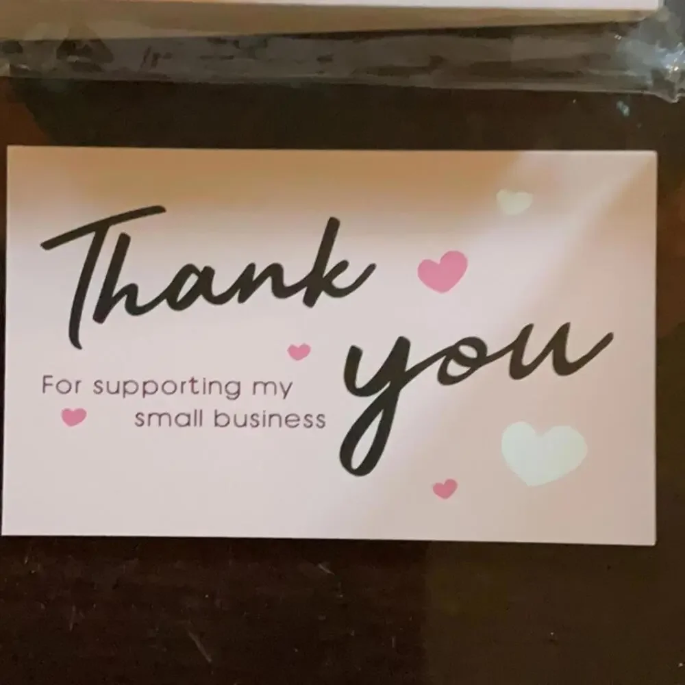 170 Pink thank you business cards and stickers